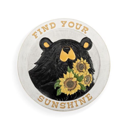 A bear with sunflowers and the phrase 'Find Your Sunshine'.