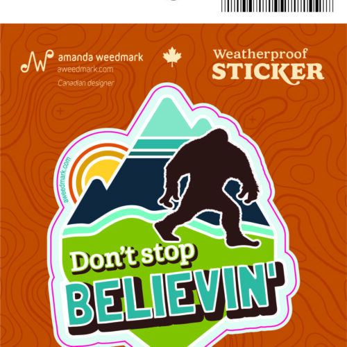 Colorful sticker with rock climber silhouette and motivational text.