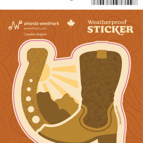 Western-style cowboy boot sticker with a rustic design.